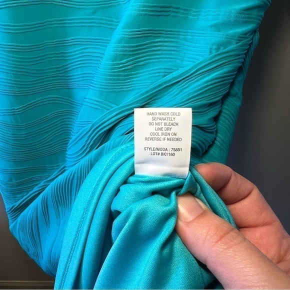 Roz & Ali Womens 8 Sleeveless Wavy Aqua Blue Green Bodycon Stretch Dress - Picture 10 of 15